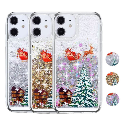 Apple iPhone 12/Mini/Pro/Max - Transparent Soft TPU Christmas Elements Liquid Glitter Fashion-Forward Series Case