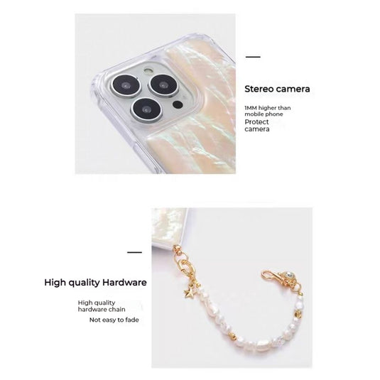 Apple iPhone 14/Plus/Pro/Max - Natural Pearl Shell Handheld Chain Bracelet Fashion-Forward Series Case