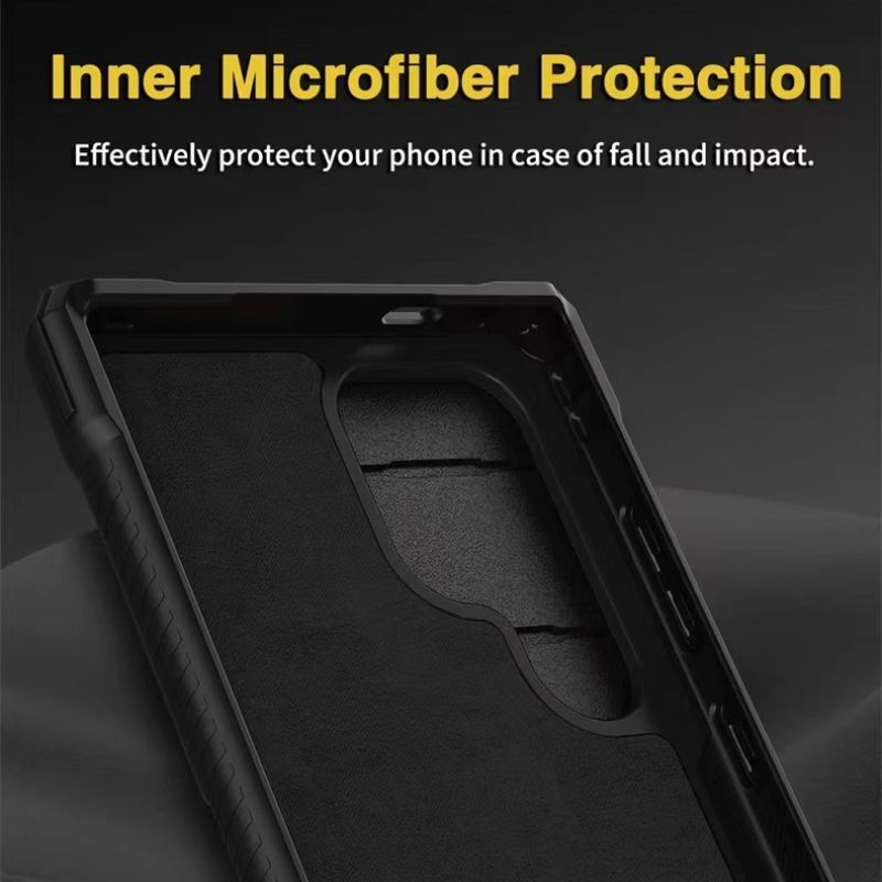 Load image into Gallery viewer, [With Card Holder Kickstand][With Slide Lens Cover] Samsung Galaxy S24 Ultra (SM-S928) - TPU Soft Edge Military Grade Shockproof Heavy Duty Series Case
