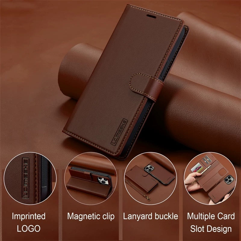 Load image into Gallery viewer, [2-in-1 Detachable][With Card Slot] Apple iPhone 14/Plus/Pro/Max - Magnetic Detachable Flip Leather Essentials Series Case With Lanyard
