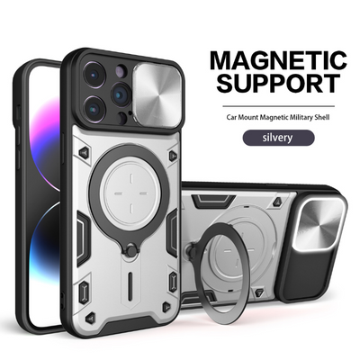 [With Stand][Built-in Slide Lens Cover] OPPO Reno13 / Pro Mecha-style Protective Hard Heavy Duty Series Case - i-Station Mobile Phone & Electronic Device Repair and Accessories