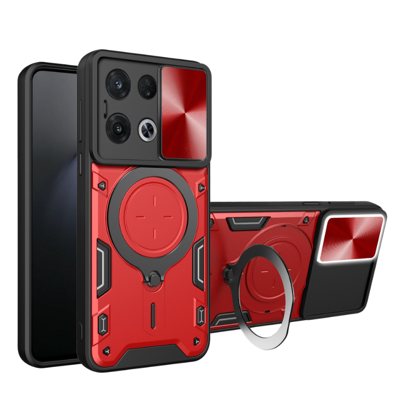 [With Stand][Built-in Slide Lens Cover] OPPO Reno13 / Pro Mecha-style Protective Hard Heavy Duty Series Case - i-Station Mobile Phone & Electronic Device Repair and Accessories