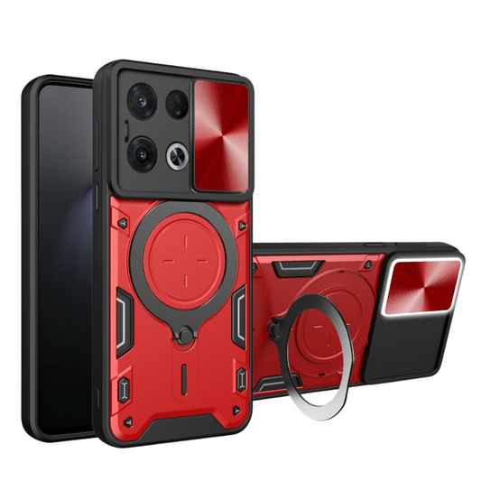 [With Stand][Built-in Slide Lens Cover] OPPO Reno13 / Pro Mecha-style Protective Hard Heavy Duty Series Case