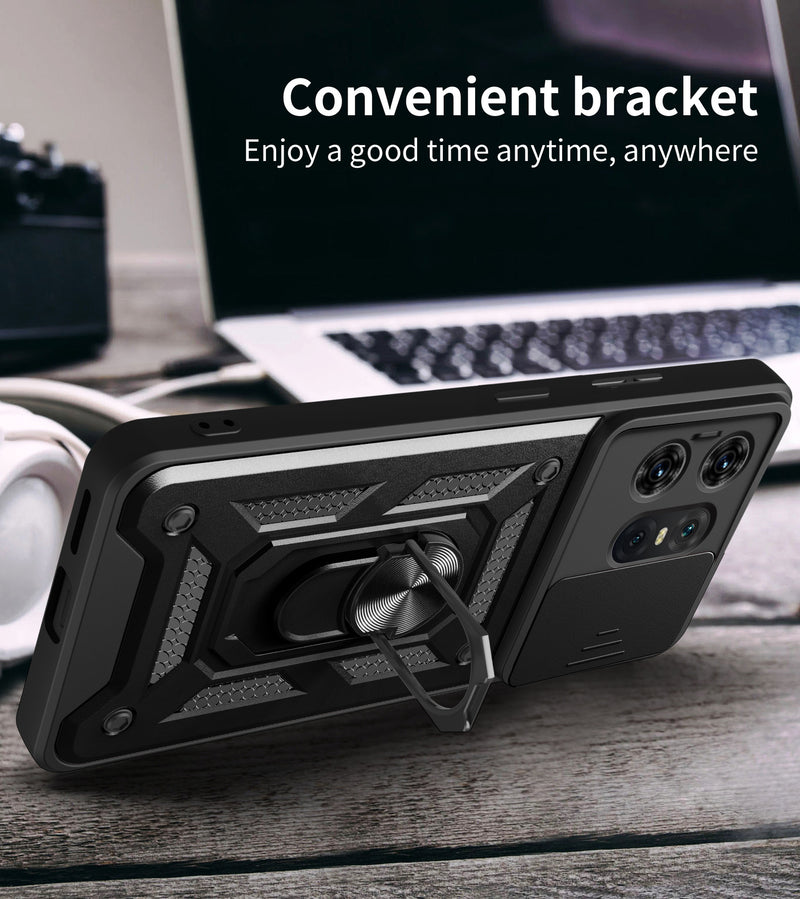 Load image into Gallery viewer, [Built-in Ring Bracket][Slide Lens Cover] Motorola Moto Edge 60 Fusion - Shield Shockproof Rugged Heavy Duty Case
