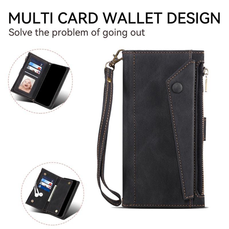 Load image into Gallery viewer, [With Card Slot]  Apple iPhone 14/Plus/Pro/Max - Multi Functional Business Leather Wallet Series Case With Strap
