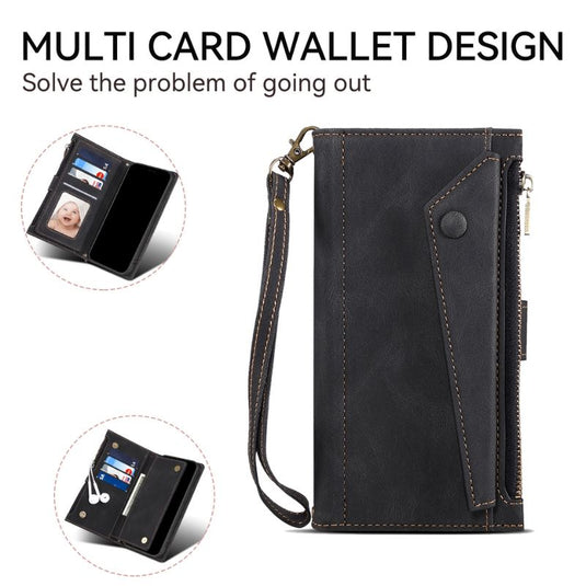 [With Card Slot]  Apple iPhone 14/Plus/Pro/Max - Multi Functional Business Leather Wallet Series Case With Strap