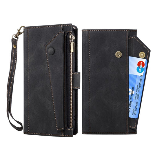 [With Card Slot]  Apple iPhone 14/Plus/Pro/Max - Multi Functional Business Leather Wallet Series Case With Strap