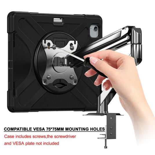 [With Pen Slot] [Built-in Stand] Apple iPad Air 6/6th 13" (2024) - Full Body 360 Degree Turntable Heavy Duty Series Case With Screws