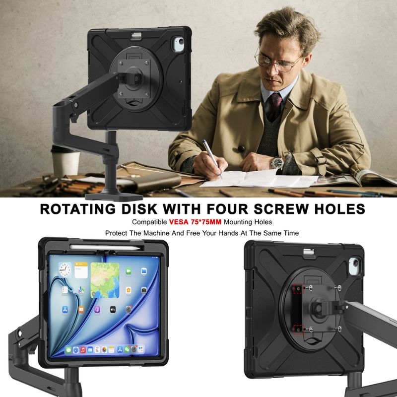 Load image into Gallery viewer, [With Pen Slot] [Built-in Stand] Apple iPad Air 6/6th 13&quot; (2024) - Full Body 360 Degree Turntable Heavy Duty Series Case With Screws
