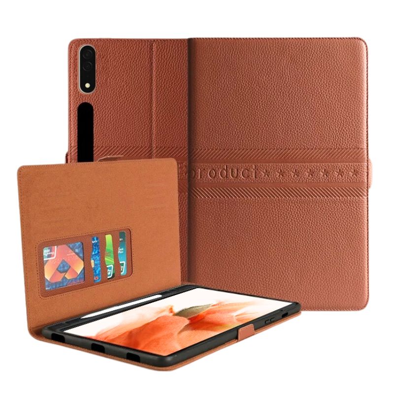 Load image into Gallery viewer, [With Pen Slot] Samsung Galaxy Tab S8 11&quot; (SM-X700 &amp; SM-X706) - Business Shockproof Flip Genuine Leather Case
