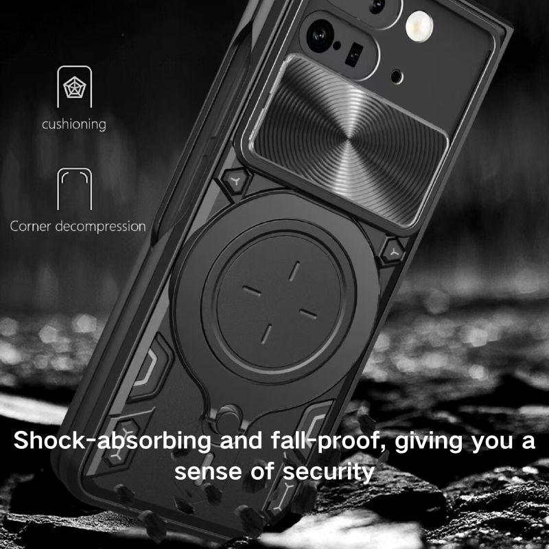 [With Slide Lens Cover][Built-in Stand] Google Pixel 9 Pro Fold Shockproof Heavy Duty Series Case - i-Station Mobile Phone & Electronic Device Repair and Accessories