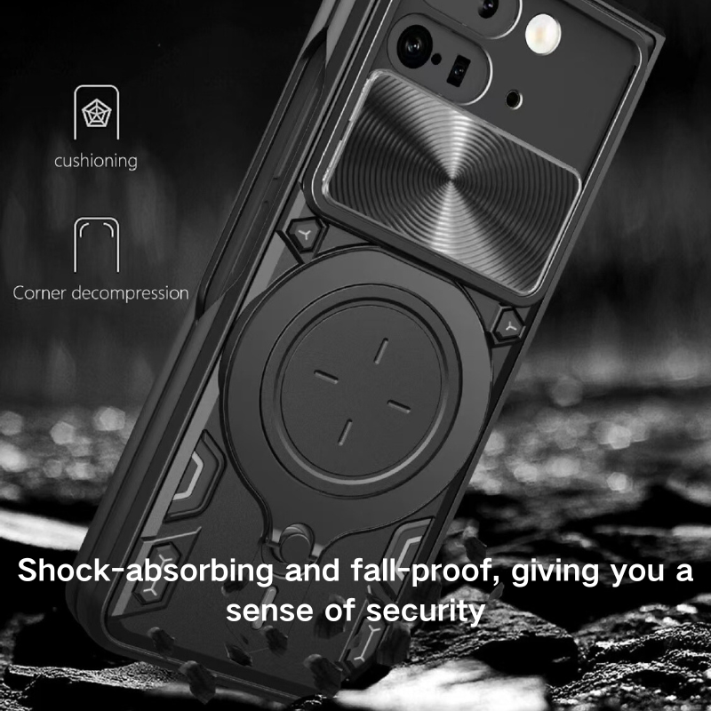 Load image into Gallery viewer, [With Slide Lens Cover][Built-in Stand] Google Pixel 9 Pro Fold Shockproof Heavy Duty Series Case
