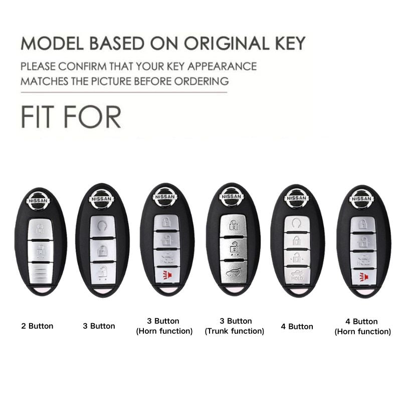 Load image into Gallery viewer, Nissan Handcrafted Genuine Leather Car Key Fob Case Cover For Pathfinder, Murano, Micra, Altima, Sentra,  Note, Juke, Armada, Qashqai
