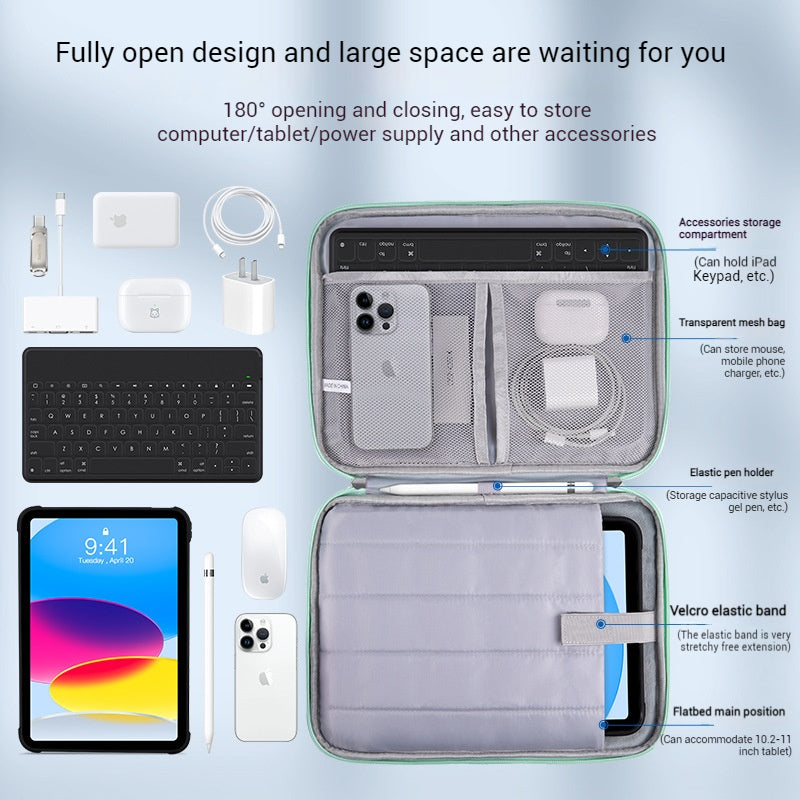 Load image into Gallery viewer, Apple iPad Pro 12.9-inch (2018/2020/2021/2022) Multi-functional 180° Opening Double-Layer Handbag Storage Bag
