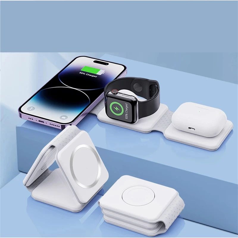 Load image into Gallery viewer, 3 in 1 15W Magnetic Foldable Wireless Charger Station Dock Stand For Apple Watch/Mobile Phone/Airpod
