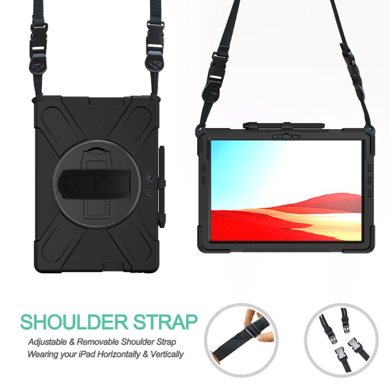 Load image into Gallery viewer, Microsoft Surface Pro 4/5/6/7/7 Plus - 360 Degree Rotate Shockproof Heavy Duty Tough Stand Case Cover With Strap &amp; Pen Holder
