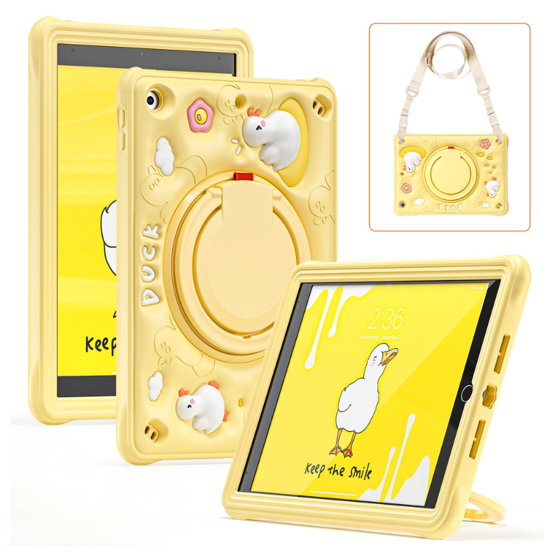 Load image into Gallery viewer, Apple iPad Air 4/5 10.9&#39;&#39; 4/5th Gen &amp; Pro 11-inch 1st/2nd/3rd/4th Gen 3D Cartoon Silicone Rugged 360°Rotating Hand Strap Stand Case
