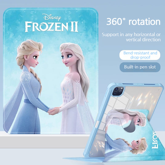 [With Pen Slot] Apple iPad 5/6 9.7'' 5/6th Gen (2017/2018) Elsa Princess Rotatable Shockproof Acrylic Protective Case