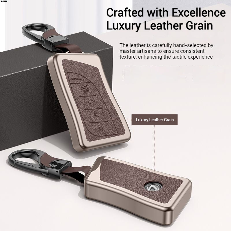 Load image into Gallery viewer, Lexus Aluminum Alloy Leather Car Key Fob Case Cover For ES200, ES300,  RX300, 350h, NX200, LX570
