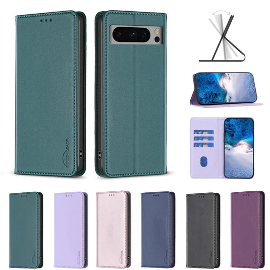 [With Card Slot][Adjustable Stand] Google Pixel 8/8A/8 Pro - Pure Color Drop Proof PU Leather Flip Wallet Series Case