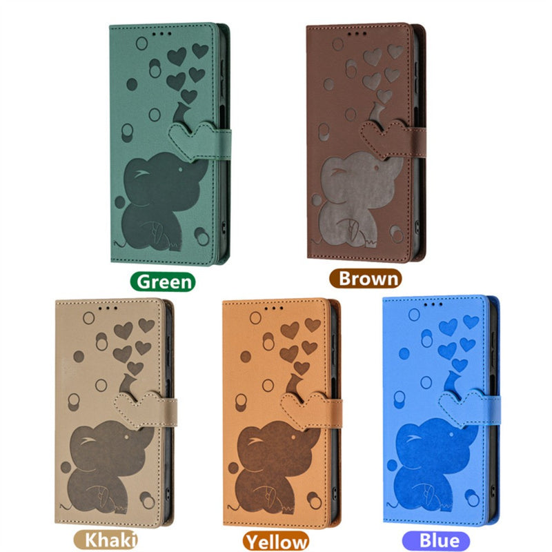 Load image into Gallery viewer, Samsung Galaxy A26 (SM-A266) - Cartoon Heart-shaped Elephant PU Leather Wallet Series Case
