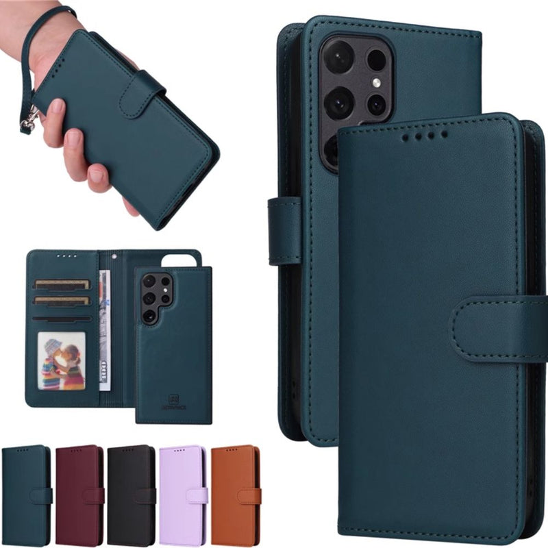 Load image into Gallery viewer, [With Card Slot] Samsung Galaxy S23/Plus/Ultra/FE -  Magnetic Dismantling Genuine Leather Flip Wallet Series Stand Case With a Leather Lanyard
