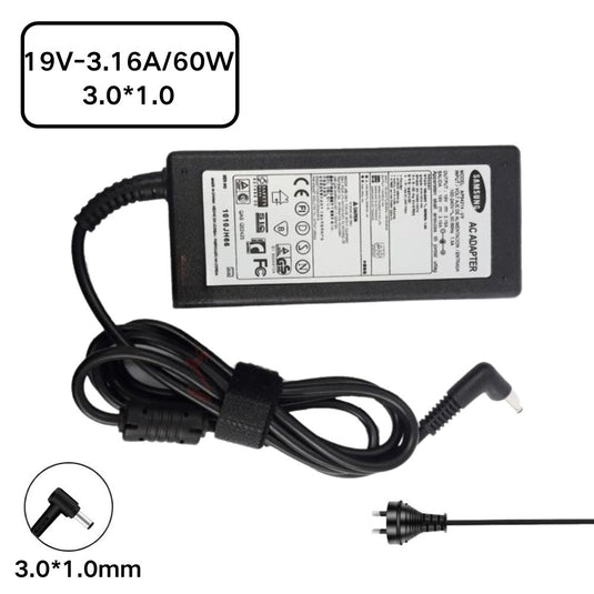 [19V-3.16A/60W][3.0*1.0] Samsung NP740U3E-X01AU NP530U4E-K01CZ 530U4E 730U3E NP530U4E NP540U4E Laptop AC Power Supply Adapter Charger