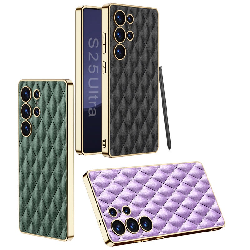 Load image into Gallery viewer, Samsung Galaxy S25/Plus/Ultra - Electroplated Outer Frame Leather Shockproof Case
