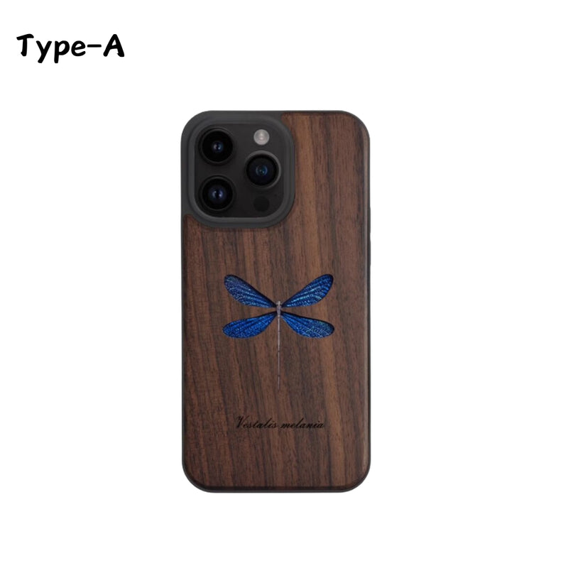 Load image into Gallery viewer, Apple iPhone 16/Plus/Pro/Max - Real Insect Specimen Black Walnut Wood Luxury Insect Art Essentials Series Case
