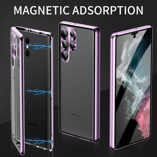 Samsung Galaxy S24/Plus/Ultra/FE - Double Sided Tempered Glass Magnet Adsorption Case With Camera Protector