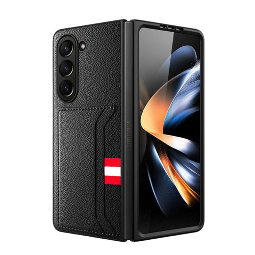 [With Card Slot] Samsung Galaxy Z Fold 6 (SM-F956) - 2-in-1 Design Tempered Glass Screen Protector + PU Leather Wallet Series Case