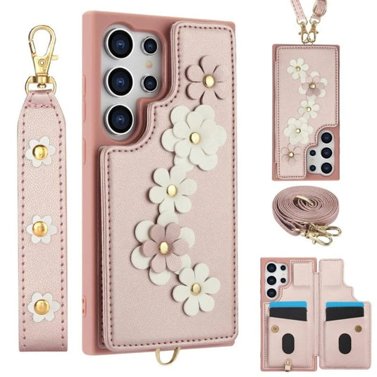 [With Card Slot] Samsung Galaxy A13 4G/5G/A04S/A04/M13 5G - Flower-decorated Leather Wallet Series Stand Case