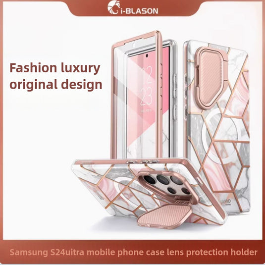 [Magsafe Compatible] Samsung Galaxy S24 Ultra (SM-G928) - i-BLASON Luxury Shell-Membrane Integrated Fashion-Forward Series Stand Case