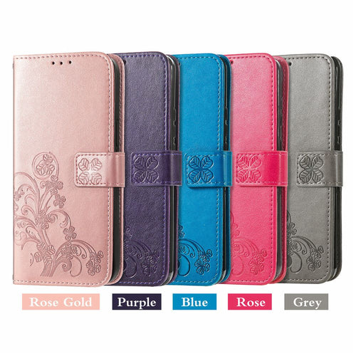 [With Card Slot] Samsung Galaxy S24/Plus/Ultra/FE - Clover Pattern PU Leather Flip Wallet Series Stand Case