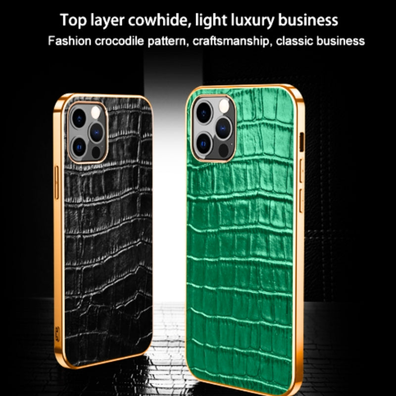 Load image into Gallery viewer, Apple iPhone 16/Plus/Pro/Max - Business Crocodile Pattern Cowhide Drop Proof Genuine Leather Series Case
