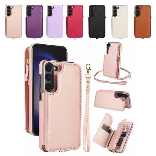 [With Card Slot] Samsung Galaxy A55 5G (A556) - PU Leather RFID Blocking Wallet Series Stand Case With Long + Short Lanyard