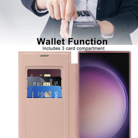 [Magsafe Compatible][With Card Slot] Samsung Galaxy S25/Plus/Ultra - Business Drop Proof PU Leather Wallet Series Case