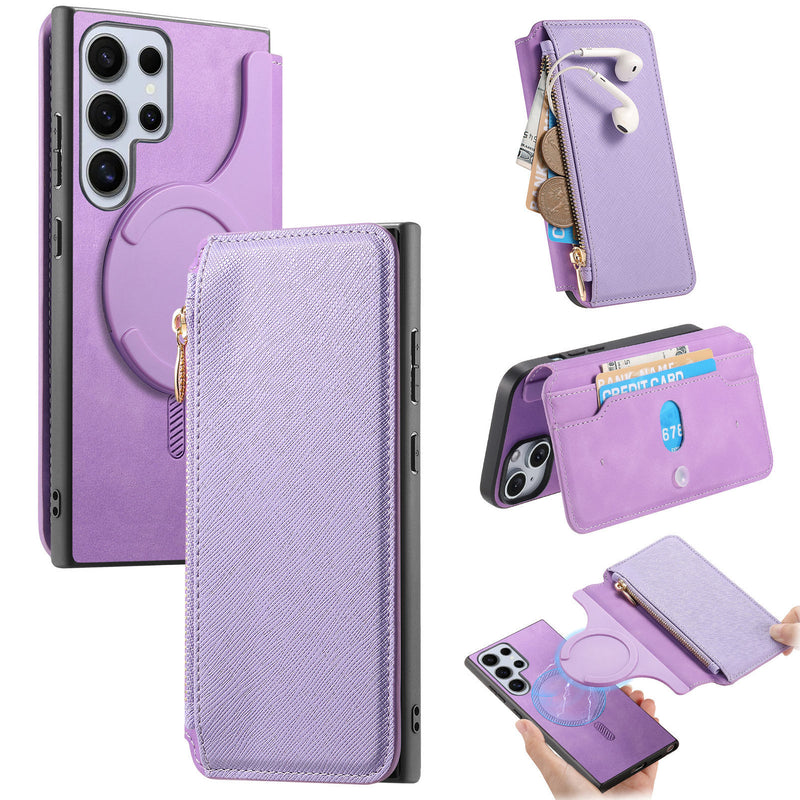 Load image into Gallery viewer, [Magsafe Compatible] Samsung Galaxy A25 5G (SM-A256) - Detachable Flip PU Leather Zipper Storage Wallet Series Case
