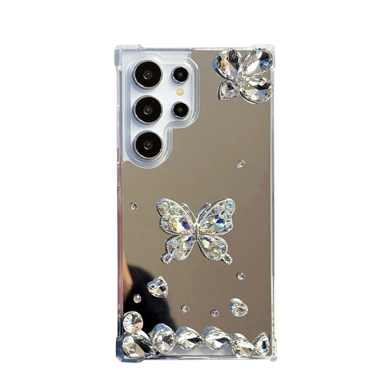 Load image into Gallery viewer, Samsung Galaxy S24/Plus/Ultra/FE - Butterfly Diamond-encrusted Mirror Surface Fashion-Forward Series Case
