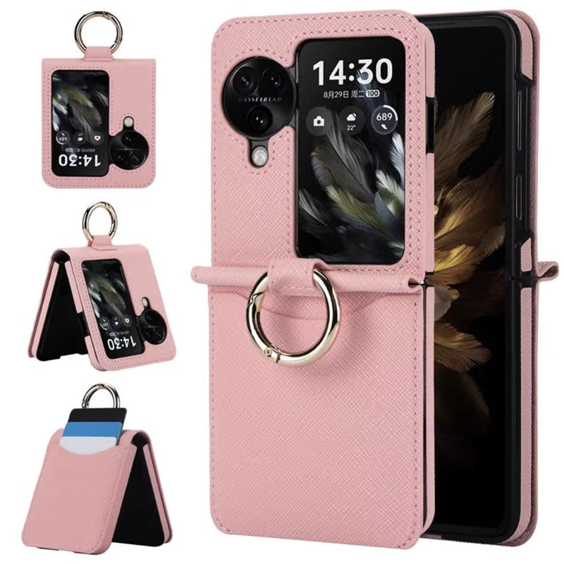 Load image into Gallery viewer, [With Card Slot] OPPO Find N3 Flip (PHT110) - Fashion PU Leather Essentials Series Case With Finger Ring
