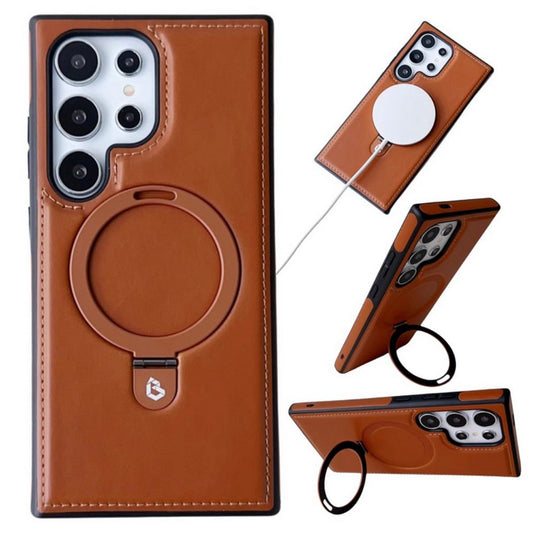 [Magsafe Compatible] Samsung Galaxy S22/Plus/Ultra - Business Magnetic Stand PU Leather Series Case