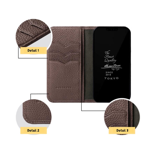 [With Card Slot][Snap Buckle] Apple iPhone 15/Plus/Pro/Max - TPU Shockproof Magnetless Genuine Leather Flip Wallet Series Stand Case