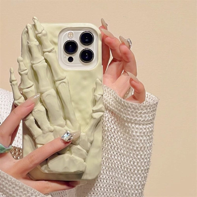 Load image into Gallery viewer, Apple iPhone 16/Pro/Max - Halloween Skeleton Hand Relief Dark Style Stand Series Case
