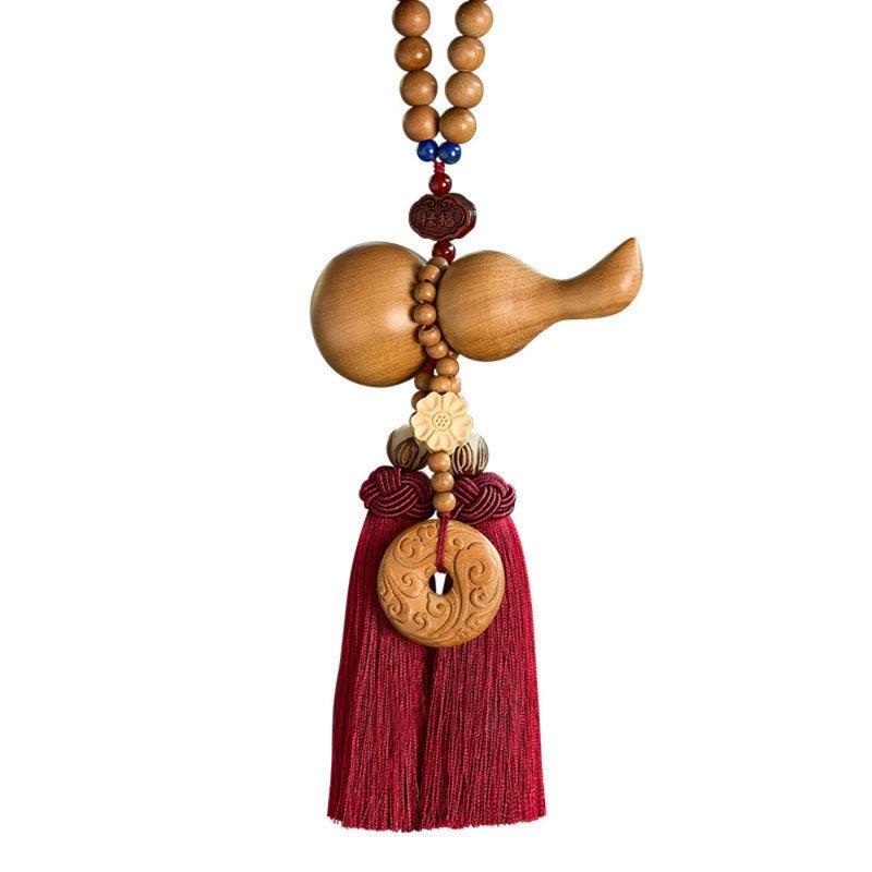 Load image into Gallery viewer, Handmade Peach Wood Peace Buckle Gourd Rearview Mirror Hanging Ornament Elegant and Noble Car Interior Decoration - i-Station Mobile Phone &amp; Electronic Device Repair and Accessories
