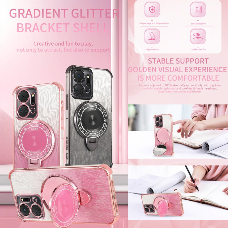 Load image into Gallery viewer, Motorola Moto Edge 50 Pro - Fashion Gradient Metal Frame Mirror Stand Series Case
