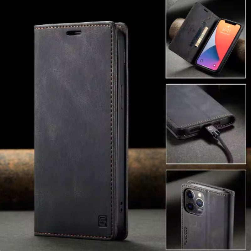 Load image into Gallery viewer, [With Card Slot][Adjustable Bracket] Apple iPhone 11/Pro/Max - Foldable Anti-slip Anti-drop PU Leather Flip Wallet Series Stand Case
