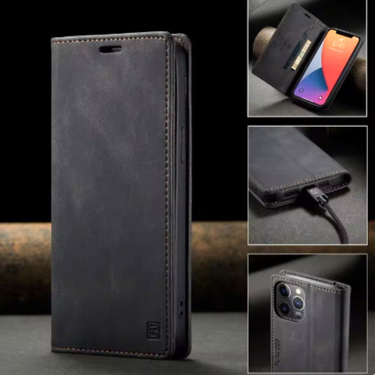 [With Card Slot][Adjustable Bracket] Apple iPhone 11/Pro/Max - Foldable Anti-slip Anti-drop PU Leather Flip Wallet Series Stand Case