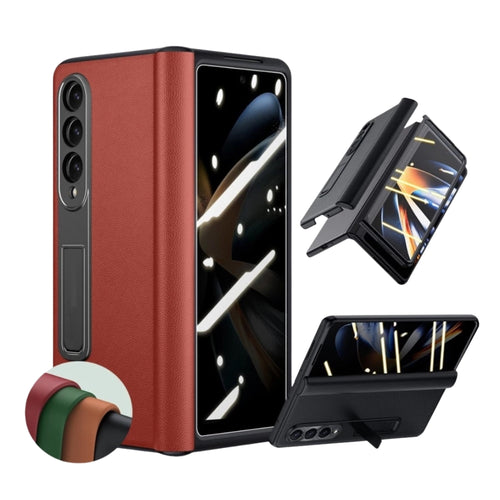 Samsung Galaxy Z Fold 5 5G (SM-F946B) - Case and Film Integrated Genuine Leather Series Stand Case