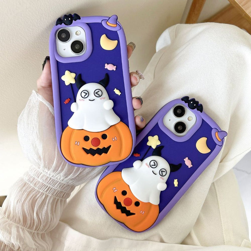 Load image into Gallery viewer, Apple iPhone 16/Pro/Max - Halloween Lovely Wacky Ghost Pumpkin Fashion-Forward Series Case
