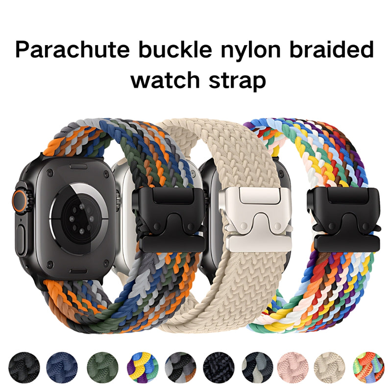 Load image into Gallery viewer, Apple Watch Series 1/2/3/4/5/6/SE/7/8/9/10/Ultra - Parachute Buckle Nylon Braided Loop Watch Band
